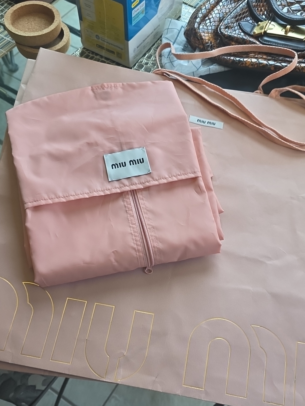 Miu Miu New Garment Bag. Light Blush Pink Foldable with Logo Patch